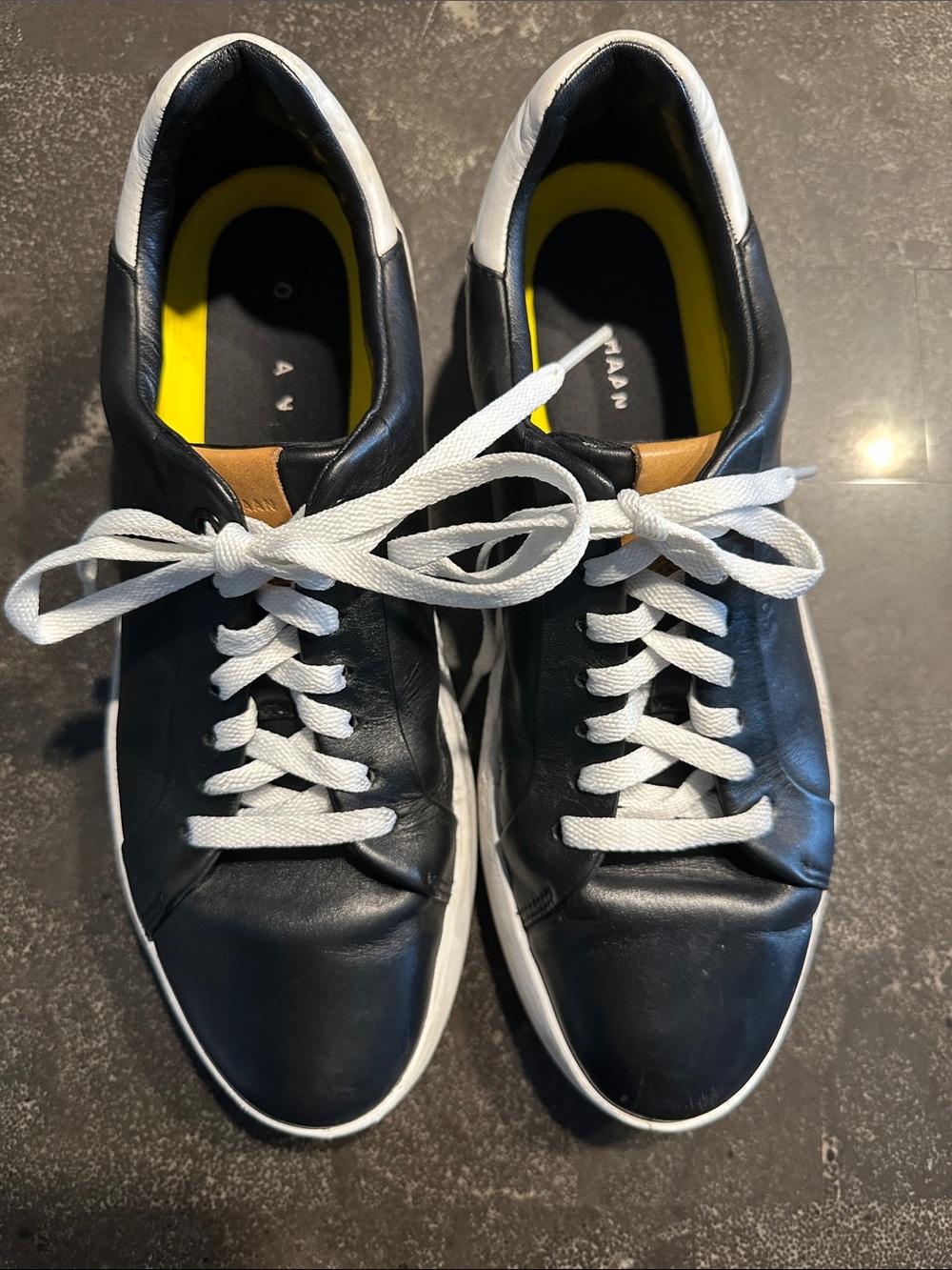 Cole Haan Navy Leather Sneakers with White Laces